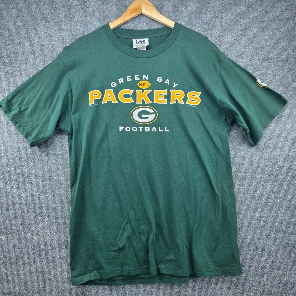 Vintage Lee Sport Green Bay Packers Football T-Shirt Mens L Green 2000 NFL Logo‎